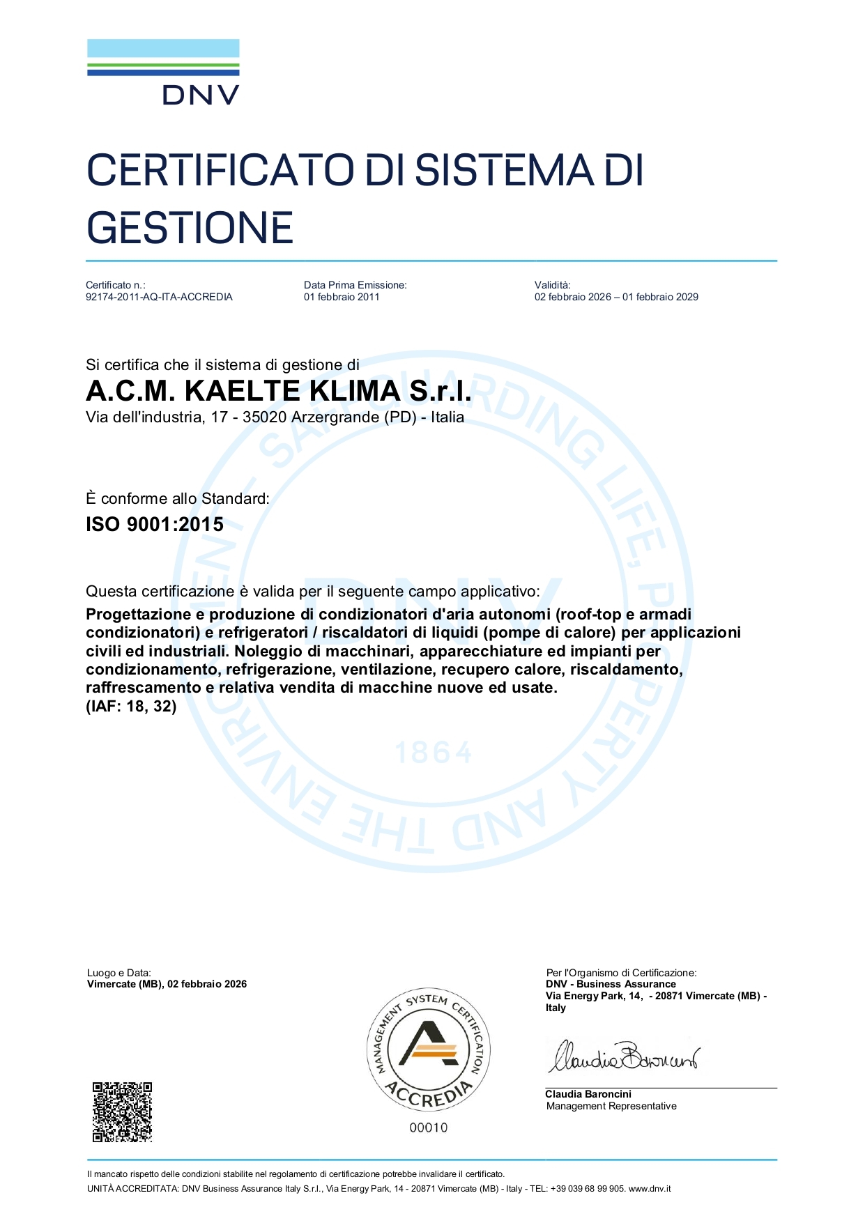 certificato iso 2026